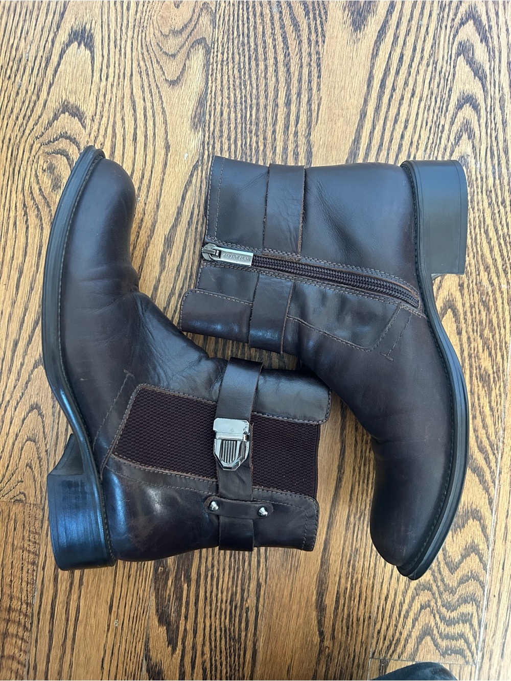 Aquatalia Dark Brown Leather Ankle Booties